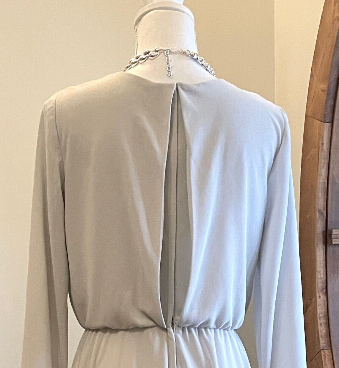 Pale Blue Grey Beaded Bodice Evening Gown Chiffon Mother of the Bride Dresse Floor Length Formal Dress