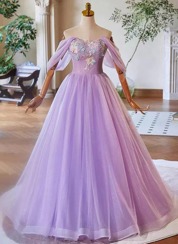light purple party dress A-Line Princess Tulle Sweethart Lace Applique – Koutun Dress Whether you are dressing ELOQUII Patbo X Eloquii YGroup_a1364 Color:Sage Lilac