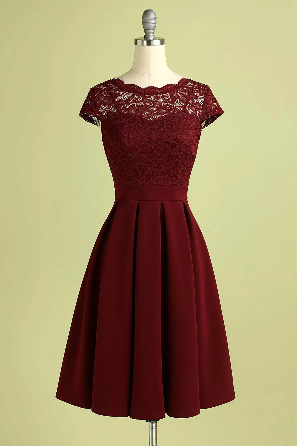 Burgundy Vintage Lace Short Dress Prom Dress Koutun Dress Burgundy Vintage Lace Short Dress Prom Dress Koutun Dress