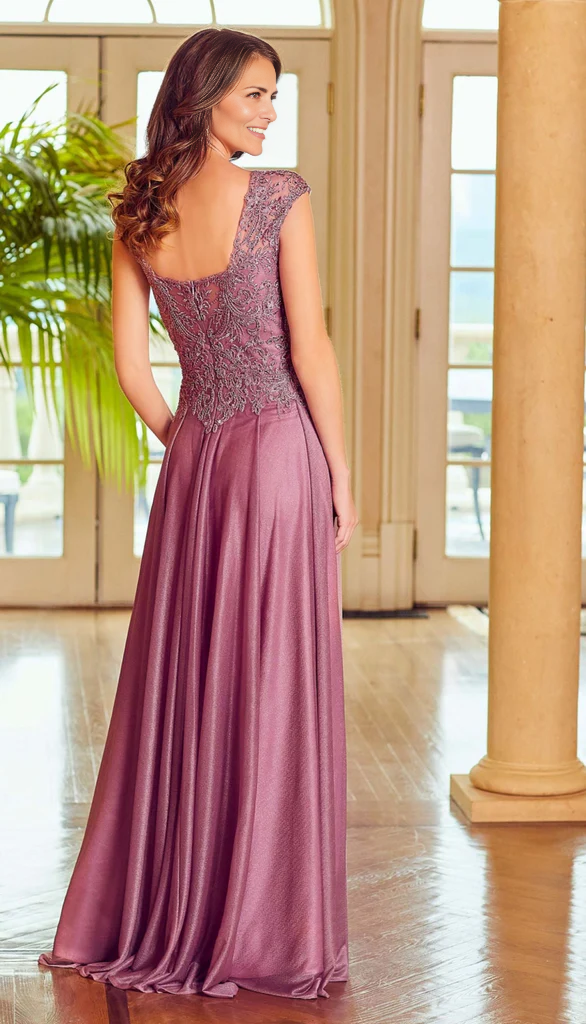 Glitter A-Line Satin Long Mother of the Bride Dresse