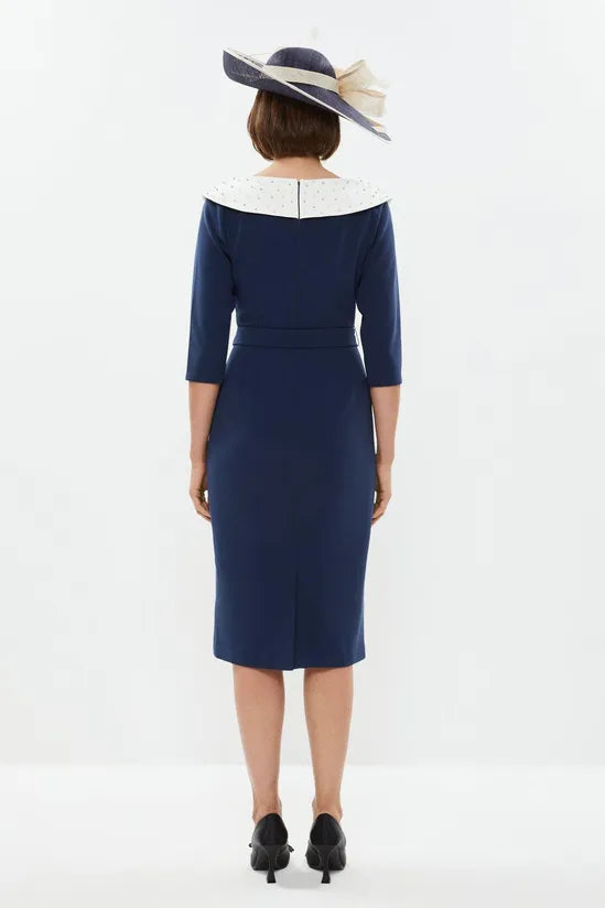Premium Off Shoulder Embellished Pencil Dress Formal 3/4 Length Sleeve Wedding Guest Dresses