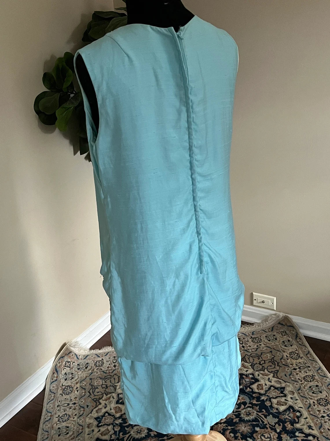 Vintage 1960s Cocktail Dress Blue Mother of the Bride Dress Summer Wedding Guest Dress