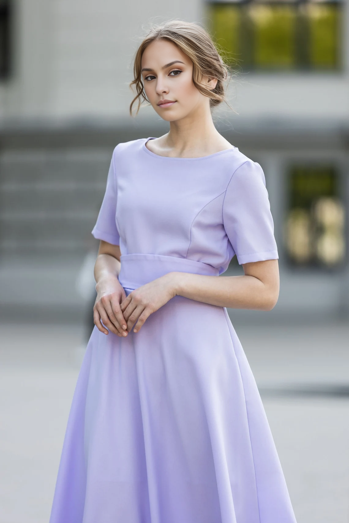 Lilac Fit And Flare Bridesmaid Dress Cocktail Dress Wedding Guest Dress Elegant Minimalist Dress