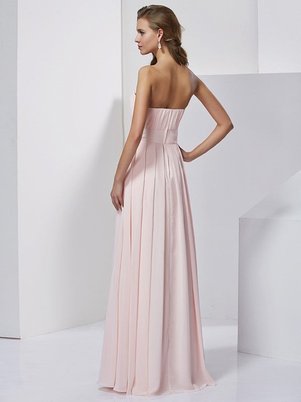 A-Line/Princess Strapless Sleeveless Long Chiffon Dresses