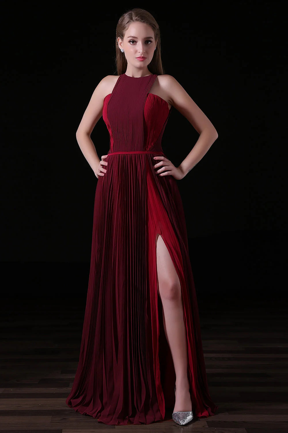 off the shoulder zipper dress Pleat Draped Side Slit Off Shoulder Zipper Burgundy Bridesmaid Dresses –  Koutun Dress