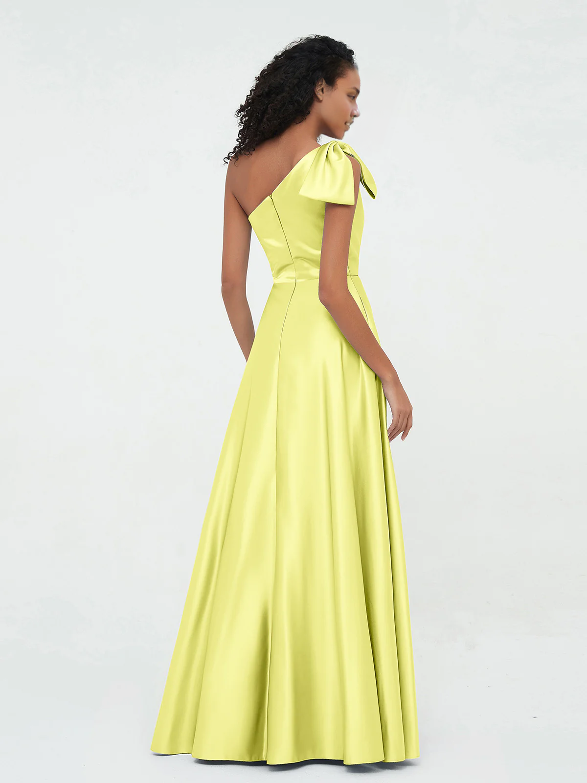 One-Shoulder A-Line Long Satin Dresses Bridesmaid Dress with Pockets-Royal Blue