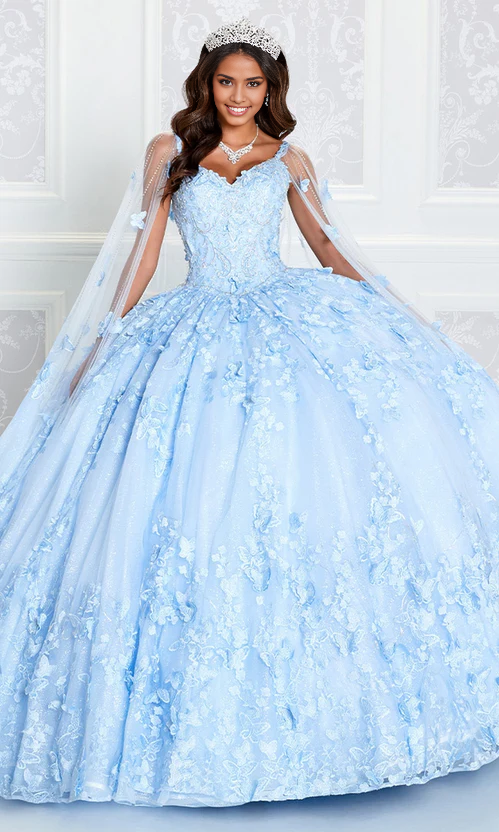 Glow-in-the-Dark Princesa Quinceañera Dress Princess Dress With cloak Floor Length with Appliques