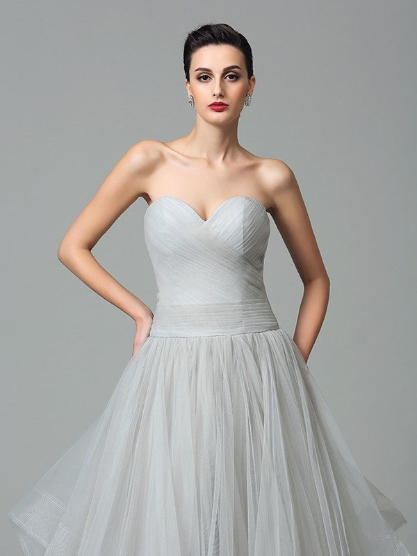 A-Line/Princess Sweetheart Layers Sleeveless Long Net Dresses