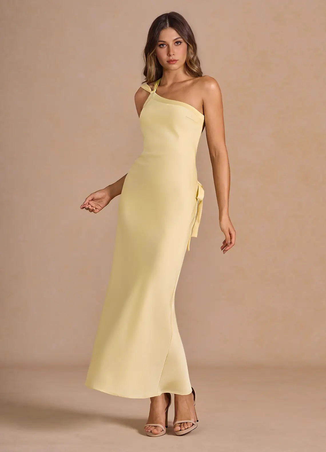 One shoulder Backless Powder Pink Maxi Dress Prom Dresses
