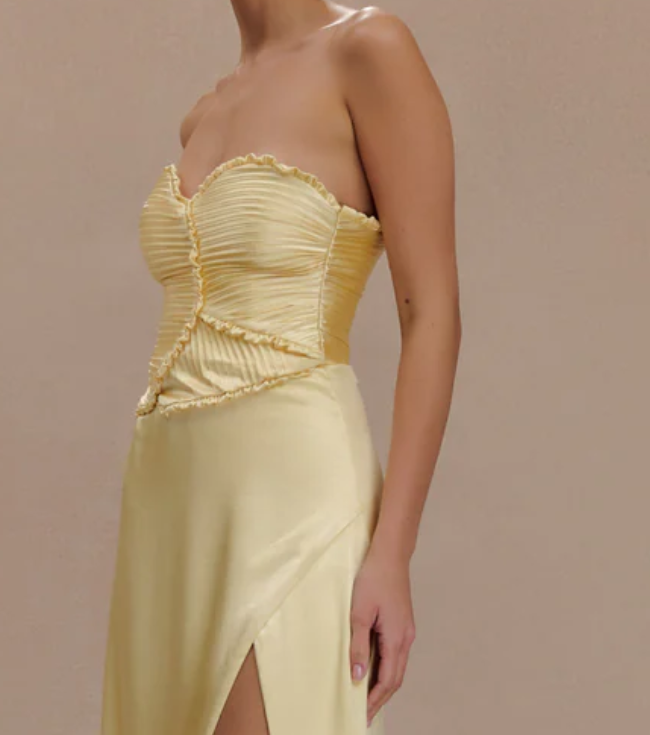 Elegant tube top Maxi Dress With Ruched Backless Prom Dress