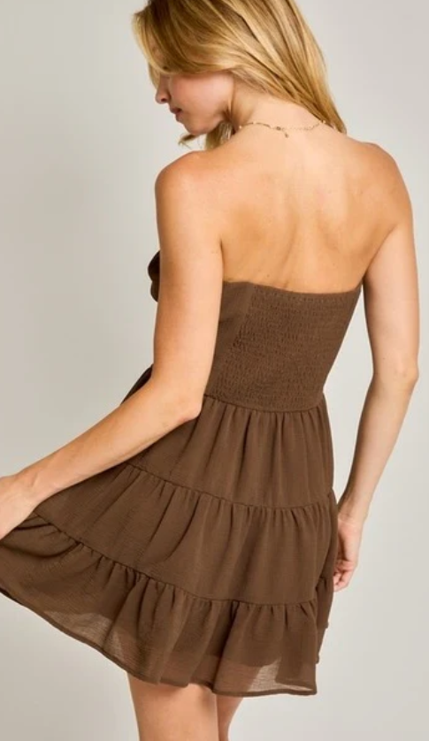 Modern Strapless Tiered Backless Bustier Mini Dress