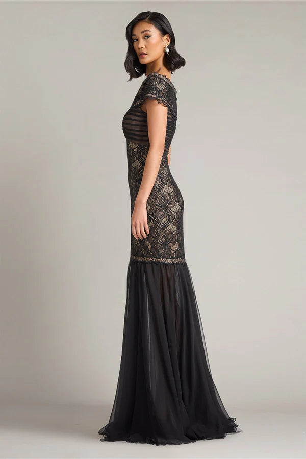 Black Off The Shoulder Floral Lace Mermaid Floor Length Formal Evening Prom Dress