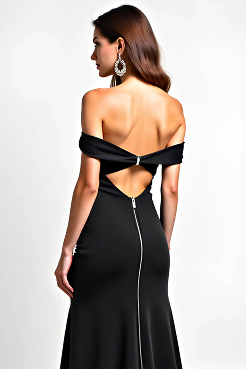 Black Off The Shoulder Prom Dress With Beaded Sweetheart Neckline And Cutout Back Mermaid Silhouette For Formal Evening Party