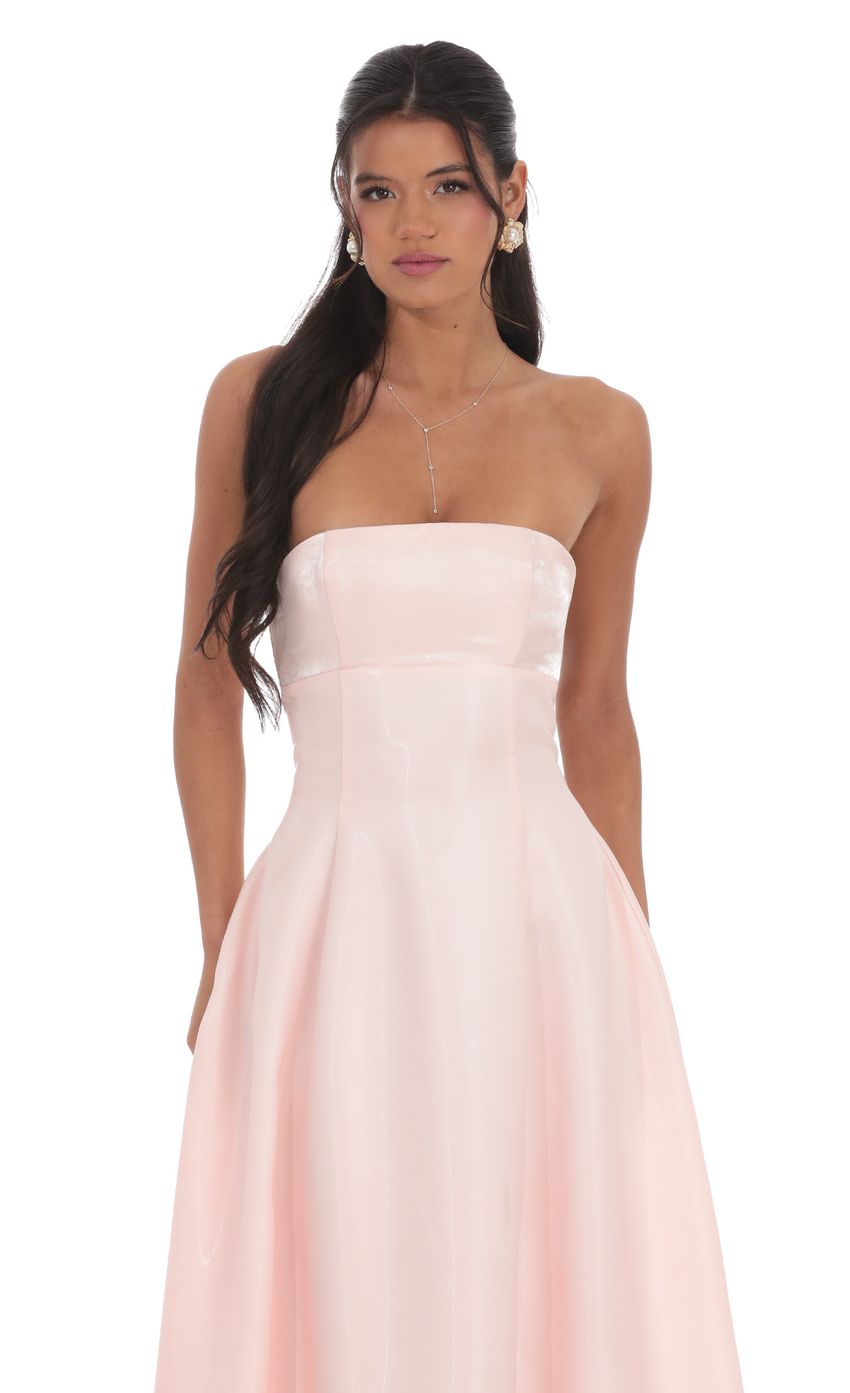 Blush Pink Strapless Prom Dress With Corset Lace-Up Back And A-Line Skirt Formal Prom Dress