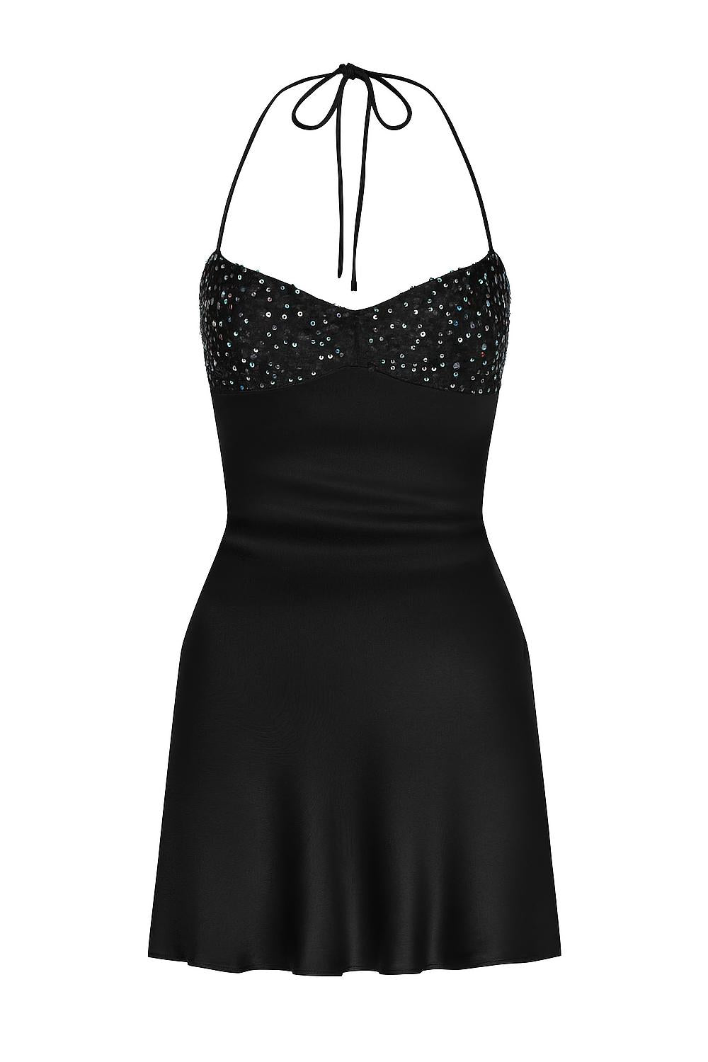 Side profile of a purple beaded homecoming dress.