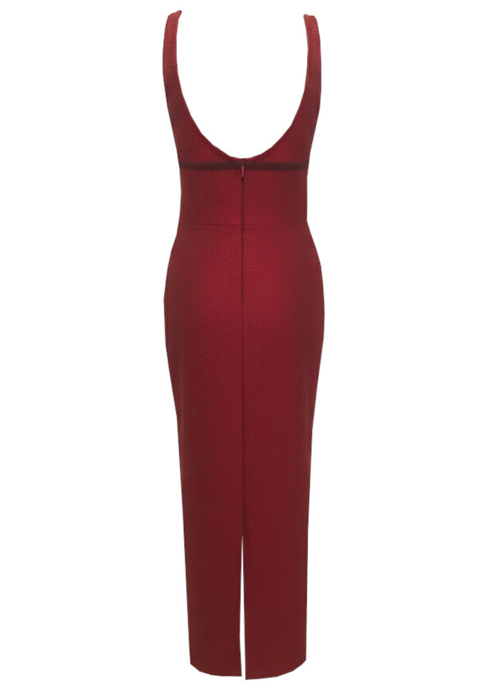 Chic Red Beaded V-Neck Mermaid Long Sleeve Open Back Formal Evening Prom Dresses