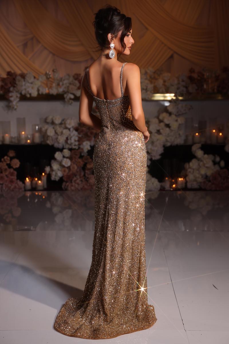 Dazzling Sheath Sweetheart Sleeveless Sequin Gold Floor-Length Prom Dress
