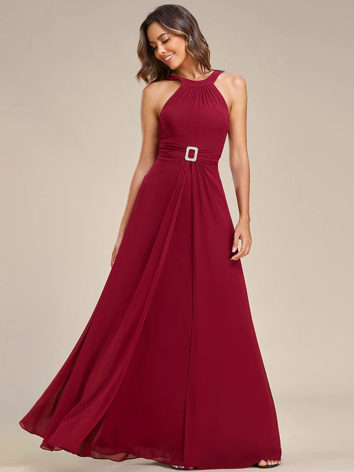 halter neck chiffon maxi dress Koutun Graceful Halter Neck Chiffon Maxi Evening Dress – Koutun Dress