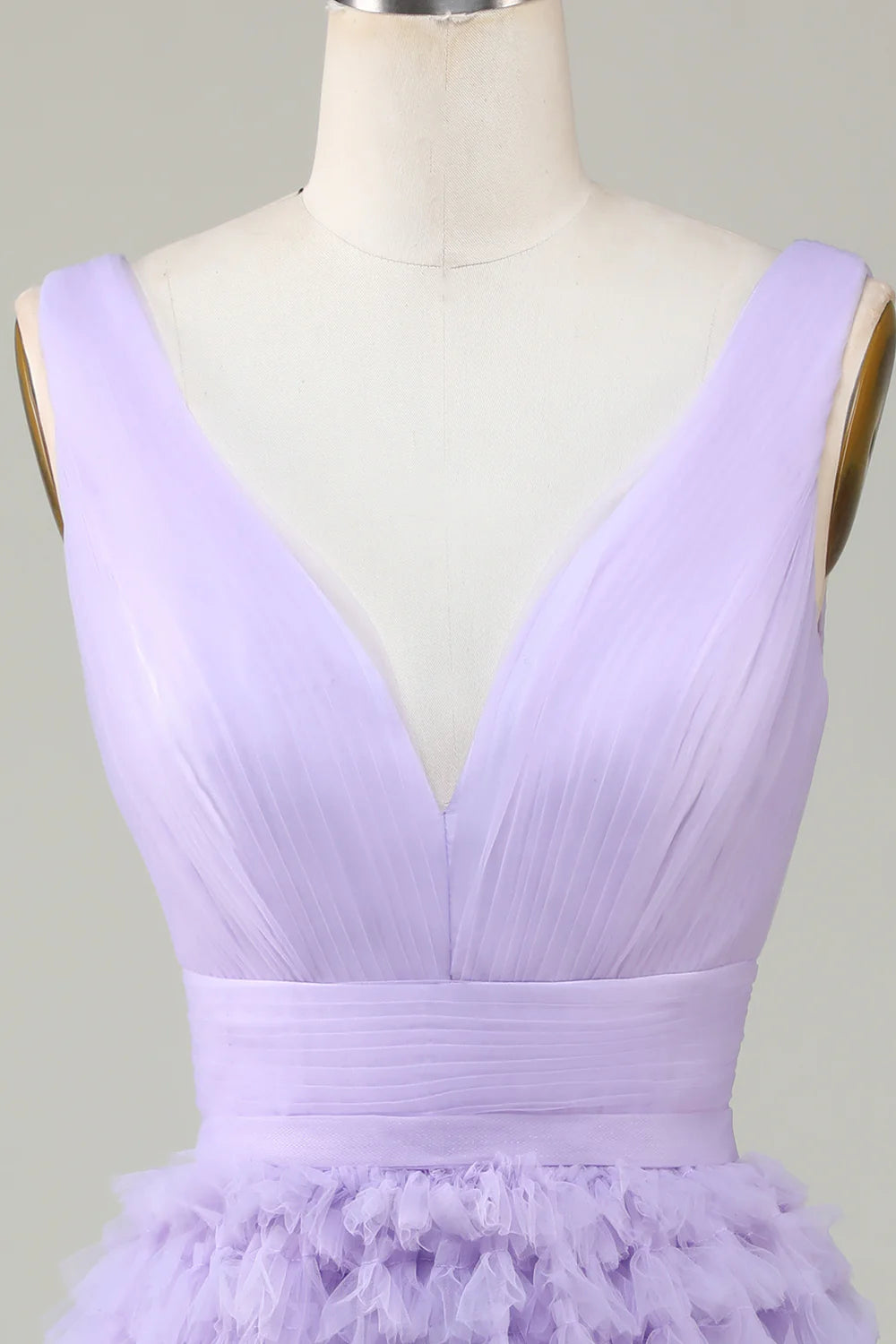Side view of lilac A-Line Tulle Homecoming Dress.
