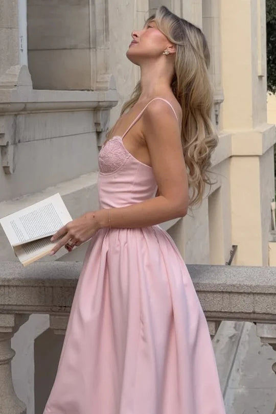 Elegant Spaghetti Strap Sweetheart Neckline Lace Bodice Corset Waist High Low Hem Satin Evening Dress For Formal Evening Bridal Shower Wedding Guest Cocktail Party