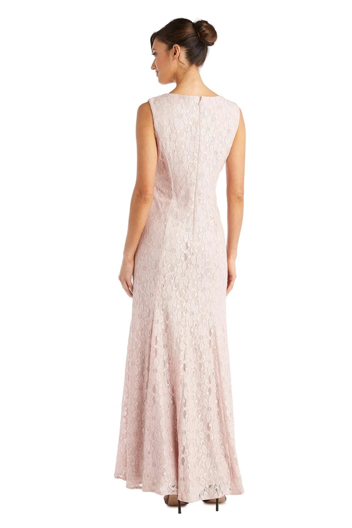 Elegant A-Line Beaded Lace Blush Pink Floor-Length Mother of the Bride Gown