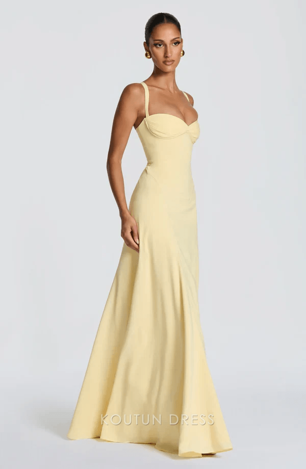 Elegant A-Line Sweetheart Sleeveless Criss-Cross Pale Yellow Floor-Length Prom Dress