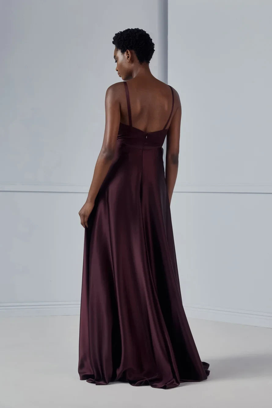 Elegant A-Line V-Neck Sleeveless Maternity Wrap Plum Floor Bridesmaid Dress