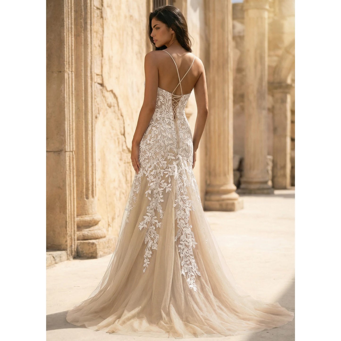 Elegant Fit-and-Flare Sweetheart Sleeveless Embroidered Champagne Floor-Length Prom Dress Gown