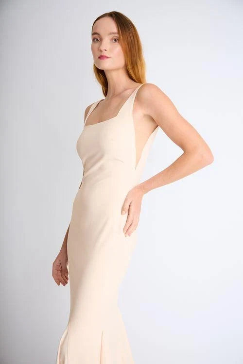 Elegant Mermaid Square Neck Sleeveless Chic Sophisticated Light Peach Floor-Length Bridesmaid Dress