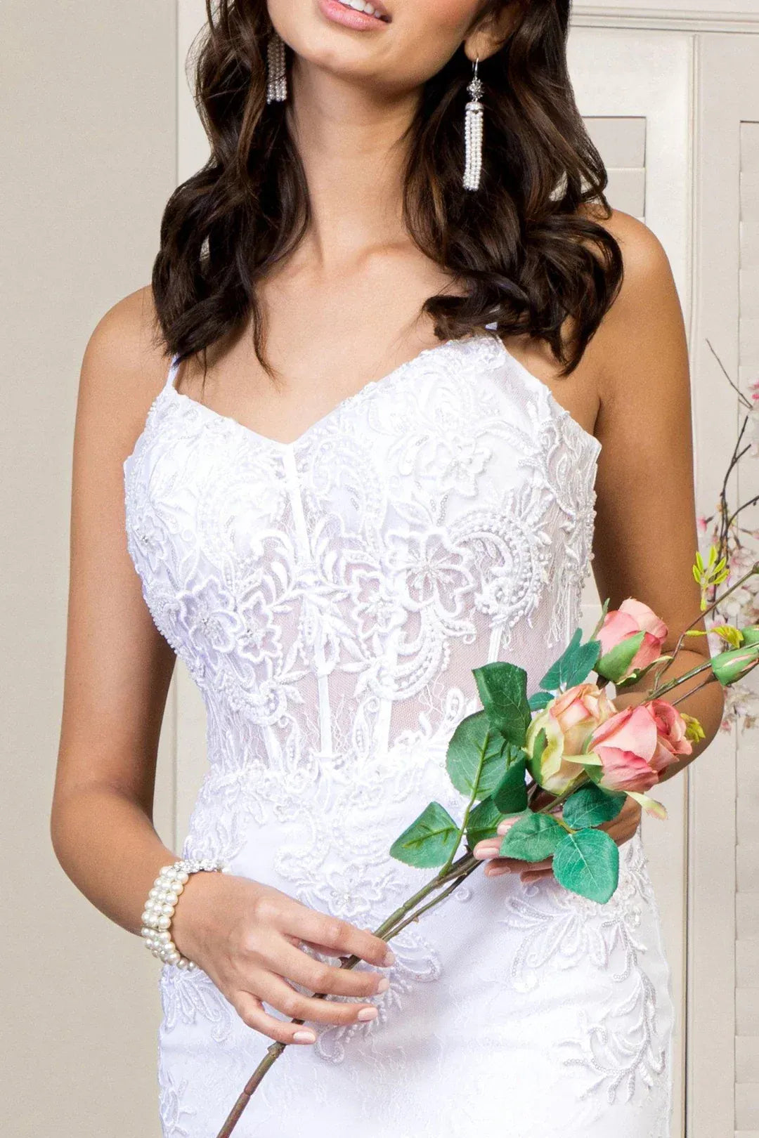 Elegant Mermaid Sweetheart Sleeveless Lace Applique White Floor-Length Wedding Dresses Bridal Gown