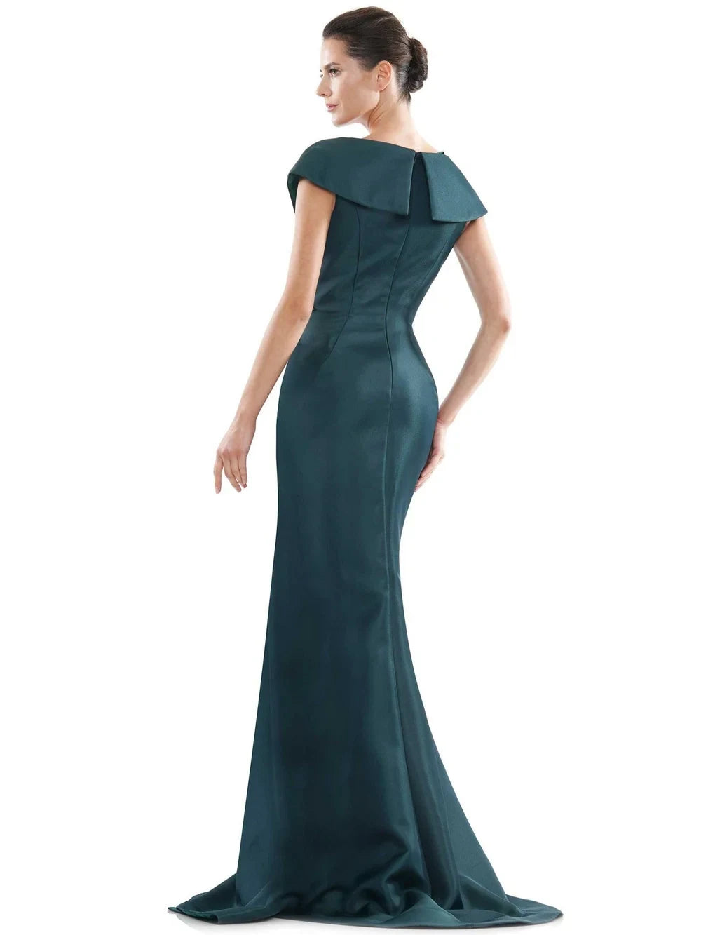 Elegant Mermaid V-Neck Cap Sleeve Beaded Teal Mother of the Bride Gown