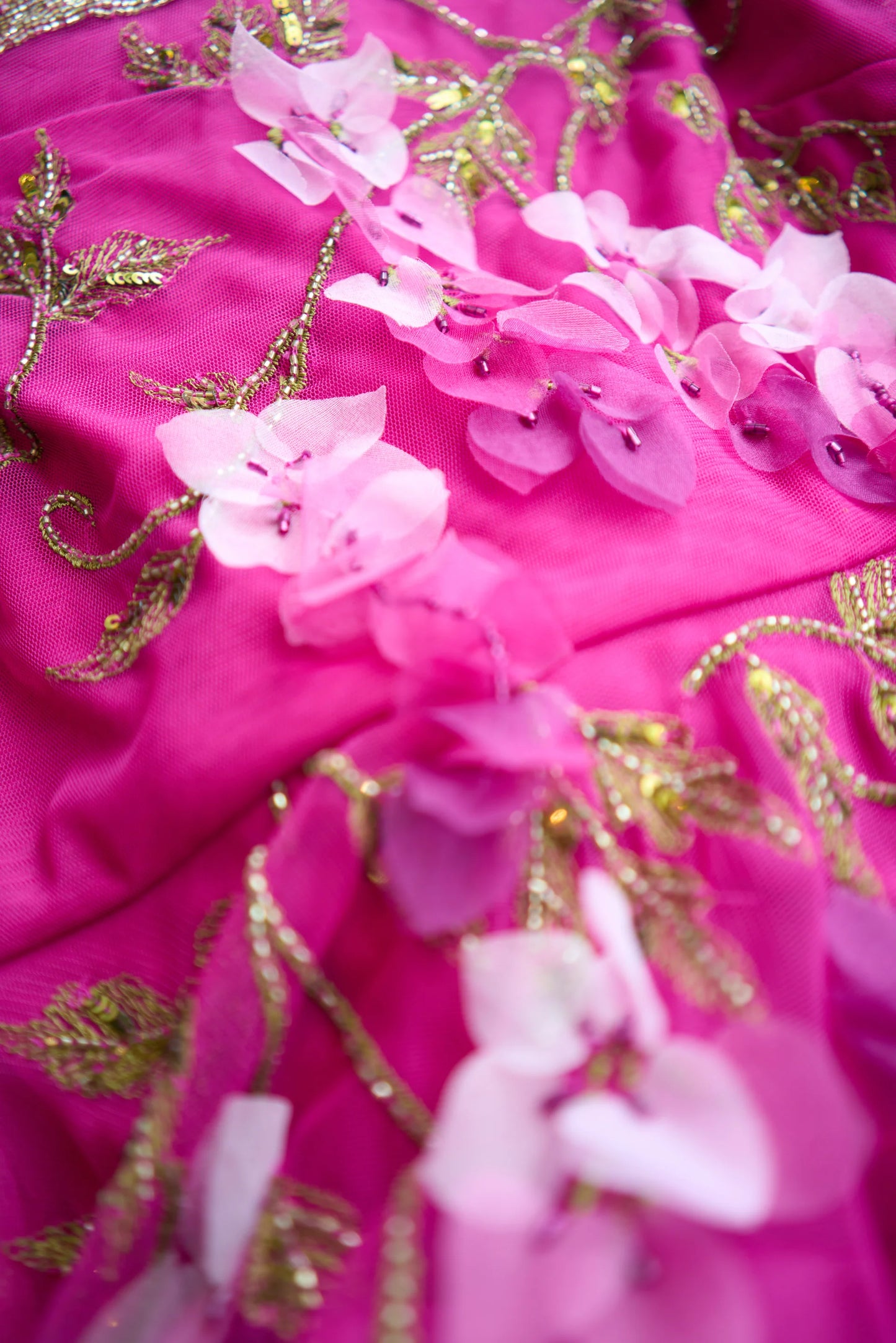Fuchsia Tulle A Line Square Neck Cap Sleeve 3D Floral Embroidery Floor Length Formal Evening Prom Dress