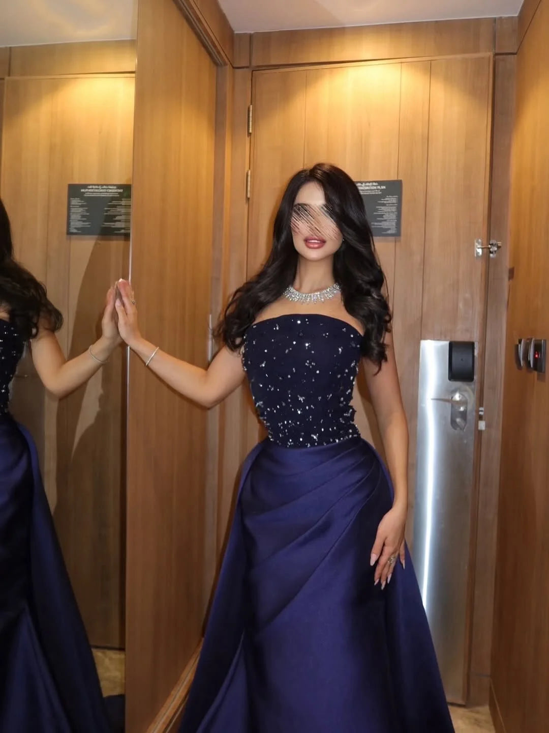 Luxurious Strapless Beaded Bodice Satin A-Line Maxi Prom Dress with Dramatic Trailing Train