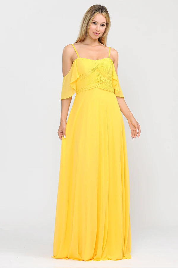Multi Color Off The Shoulder Spaghetti Strap Lace Up Back Chiffon Floor Length Formal Evening Prom Dress