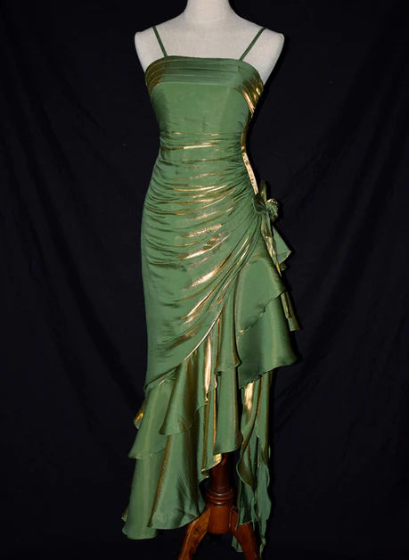 Charming Mermaid High Low Satin Straps Party Dress Vintage Style Prom Koutun Dress Charming Mermaid High Low Satin Straps Party Dress Vintage Style Prom Koutun Dress