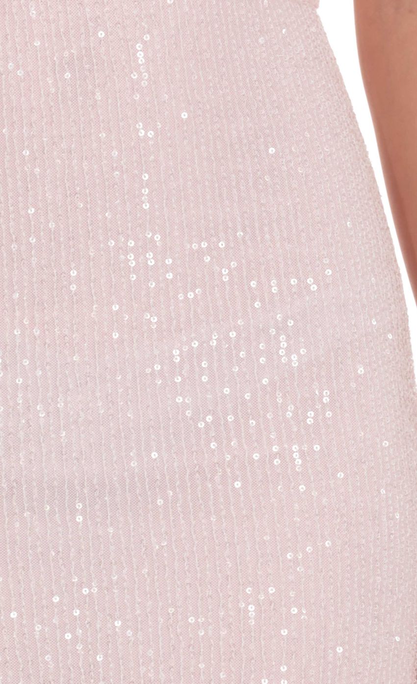 Prom Dress Light Pink Sequin Halter Neck Maxi Dress With Open Back Bow Detail Form Fitting Formal Evening Party Gown