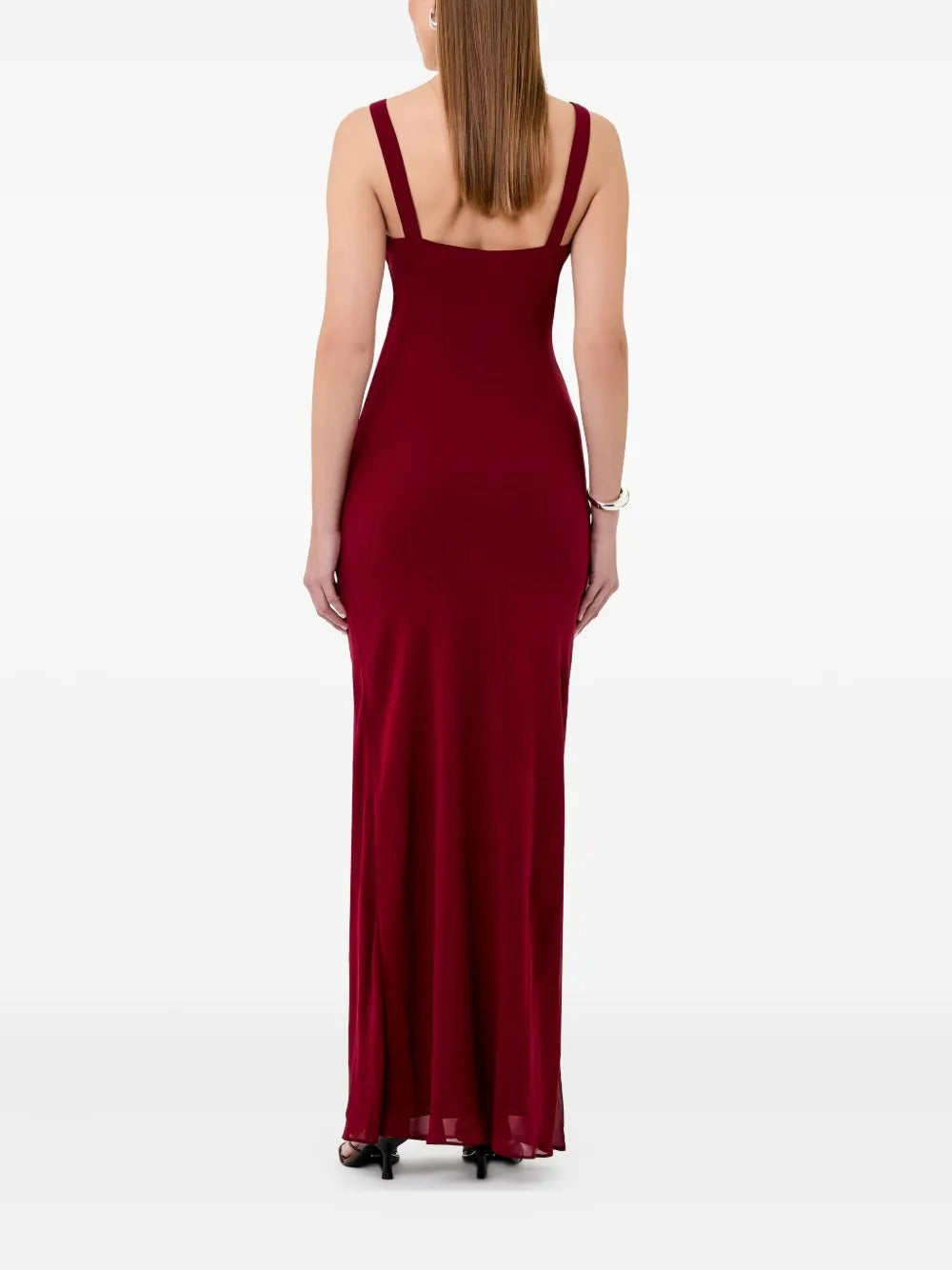 Romantic Burgundy Cowl-Neck Ruched Prom Dress
