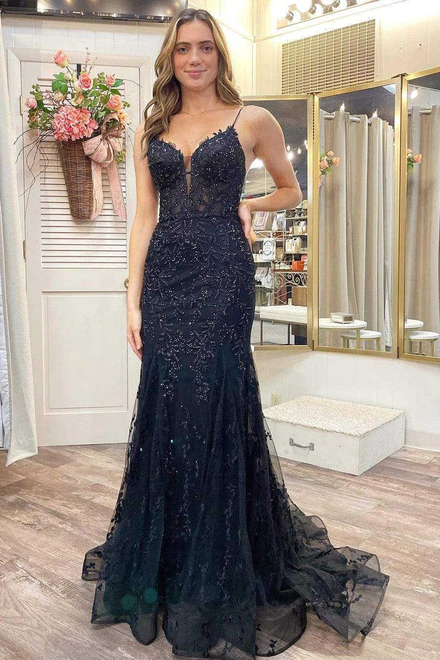 lace trumpet prom dress Burgundy Beaded Lace Off-shoulder Trumpet Prom Dress