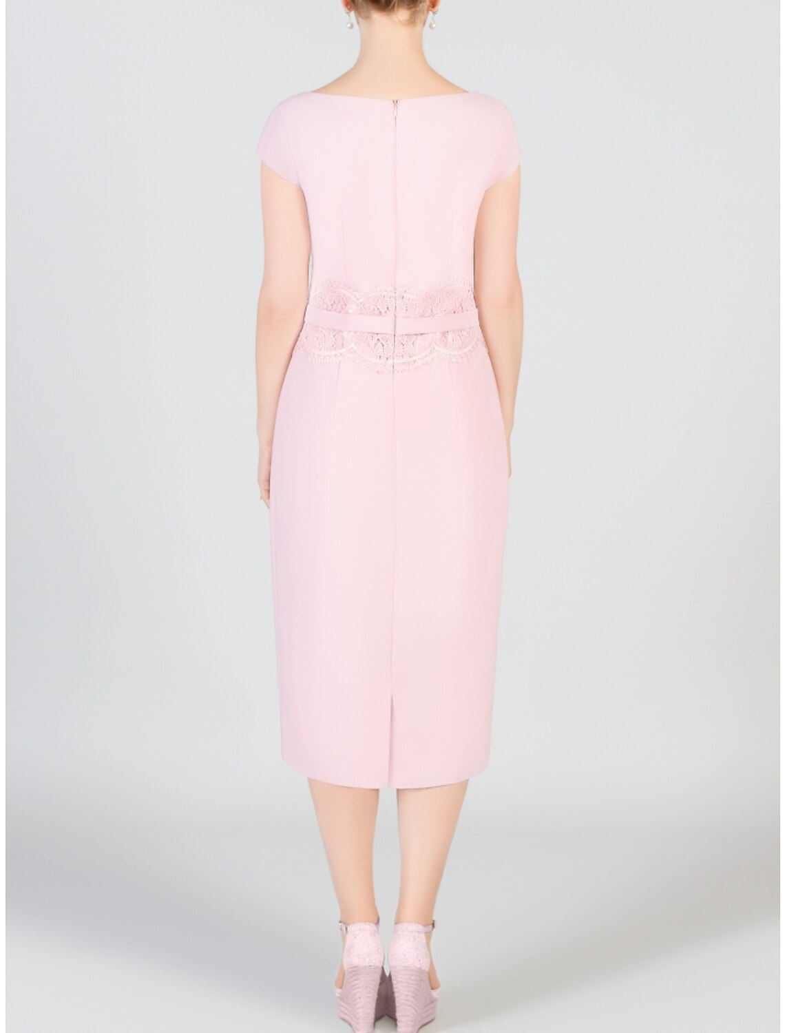 Two Piece Sheath / Column Mother of the Bride Dress Wedding Guest Elegant Petite Scoop Neck Knee Length Chiffon Lace 3/4 Length Sleeve with Bow(s) Split Front