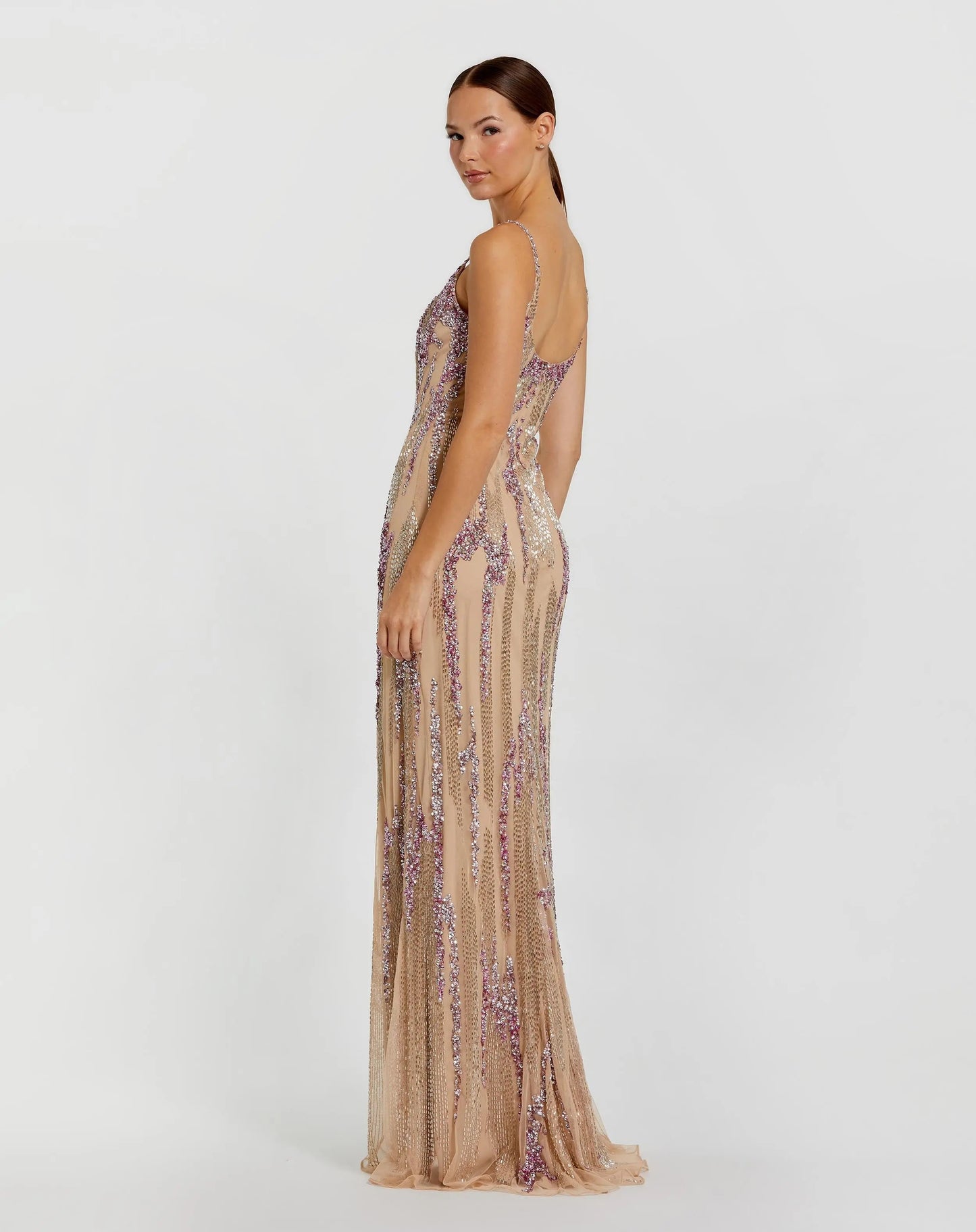Ethereal Mermaid Square-Neck Sleeveless Sequin-Embellished Prom Dress
