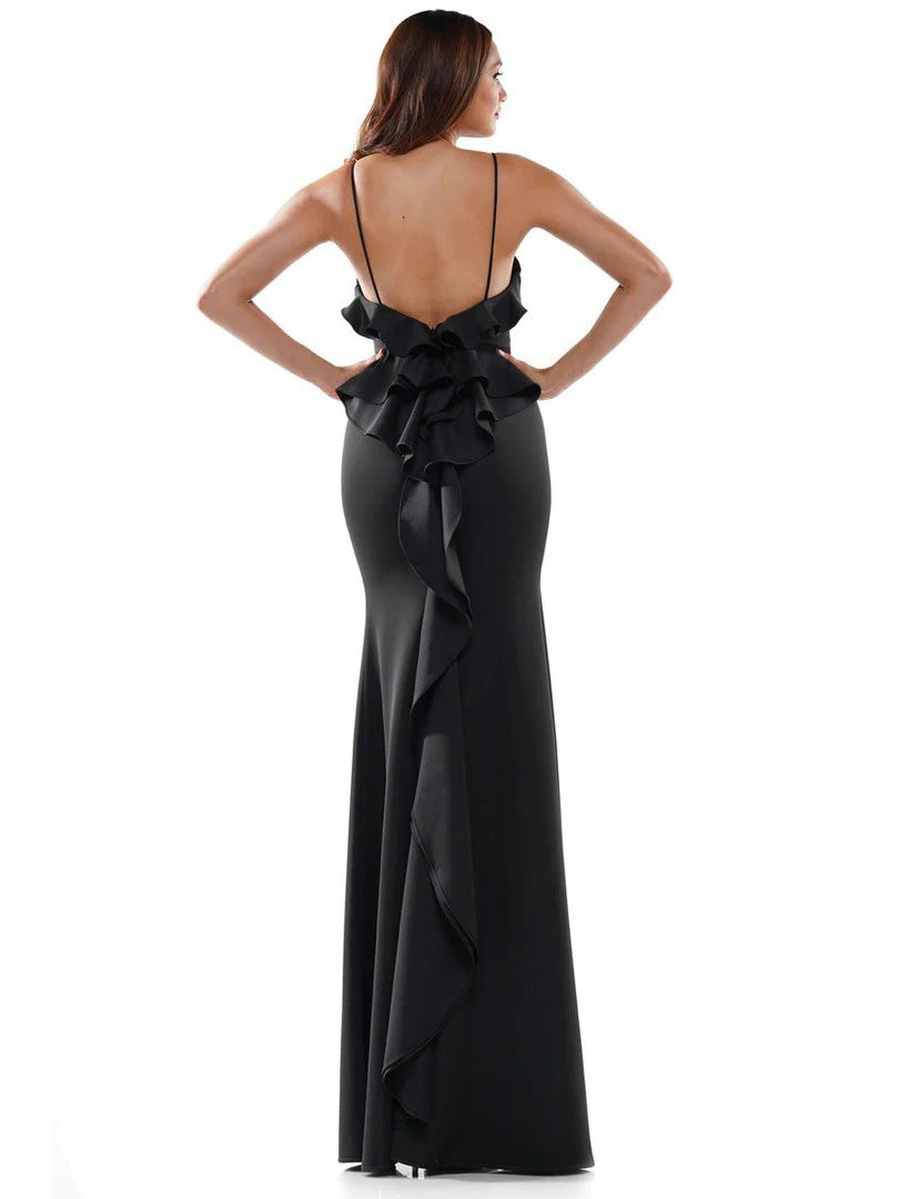 Romantic Mermaid Square-Neck Ruffled Lace-Up-Back Prom Dress