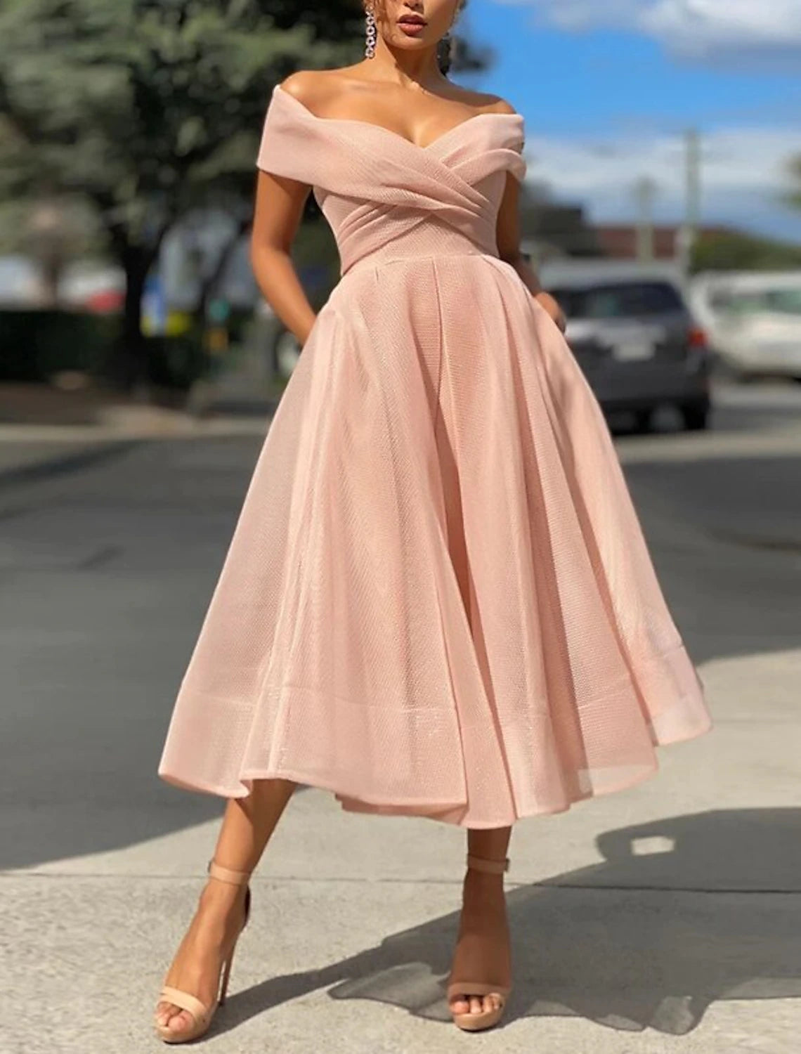A-Line Cocktail Dresses Vintage Dress Wedding Guest Tea Length Sleevel Koutun Dress A-Line Cocktail Dresses Vintage Dress Wedding Guest Tea Length Sleevel Koutun Dress