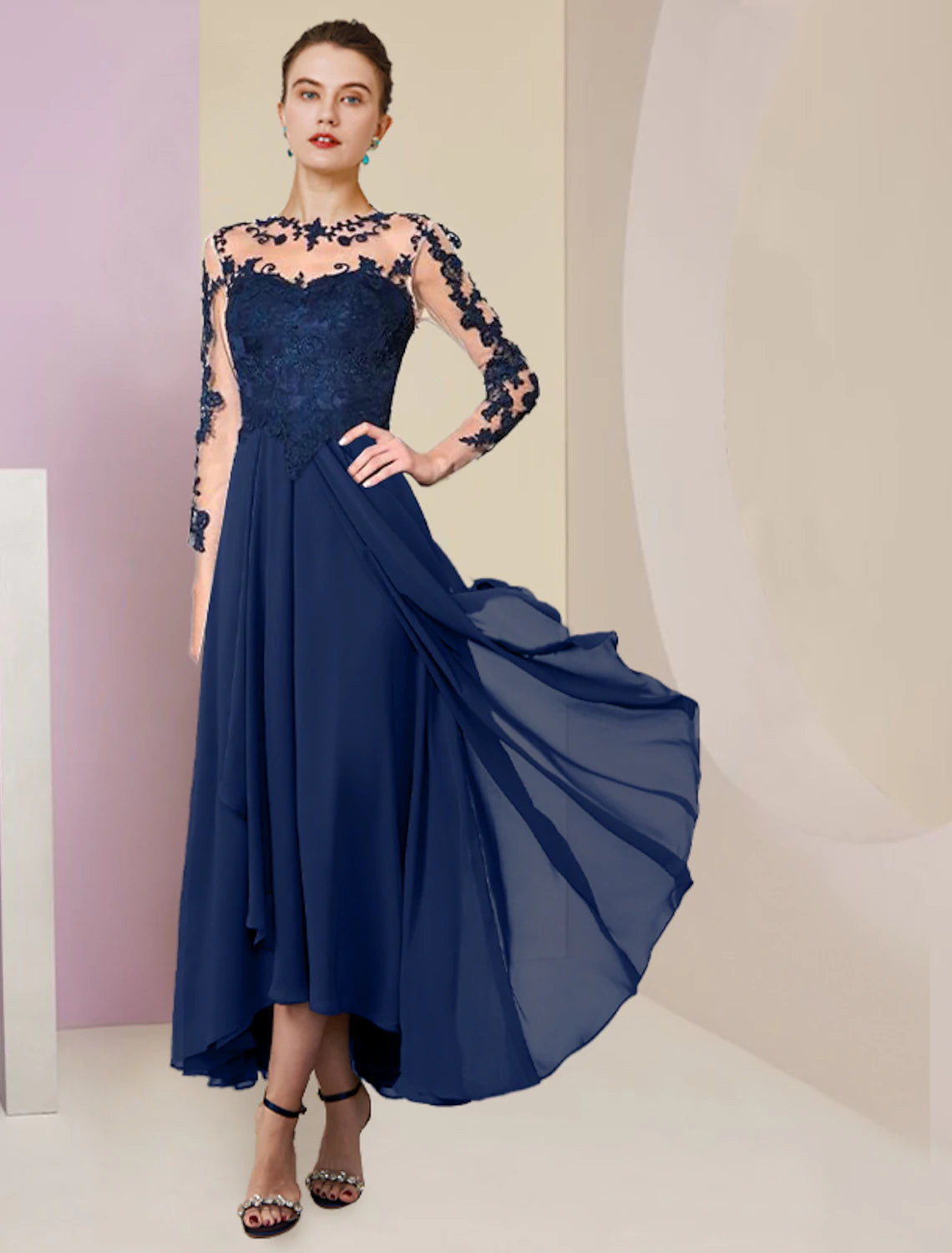 A-Line Mother of the Bride Dress Formal Wedding Guest Elegant High Low –  Koutun Dress