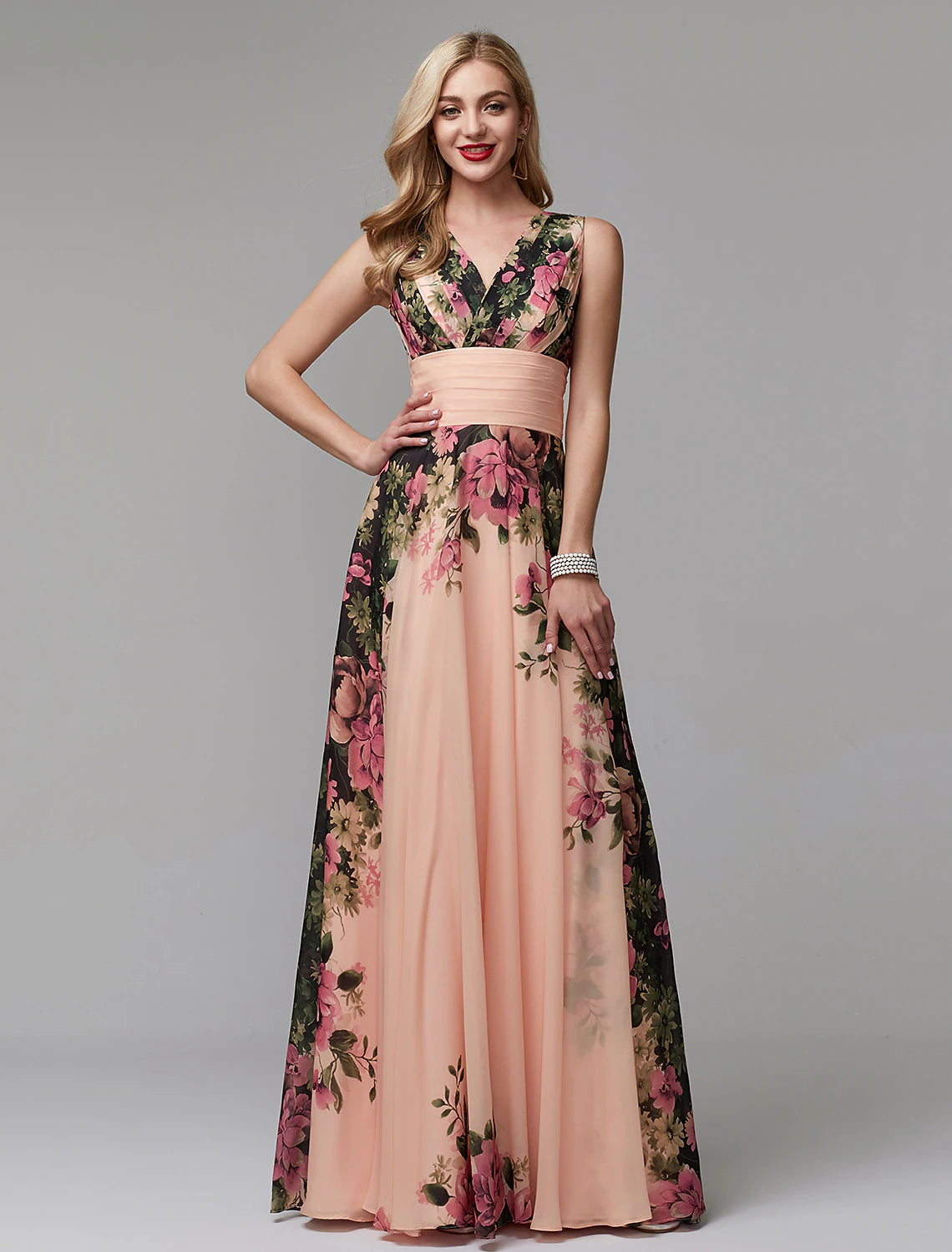 a line holiday dress A-Line Party Floral Dress Wedding Guest Floor Length Sle – Koutun Dress SCV021327_R_S Sage Bodycon Dress - wedding party Color:Cinnamon Pink