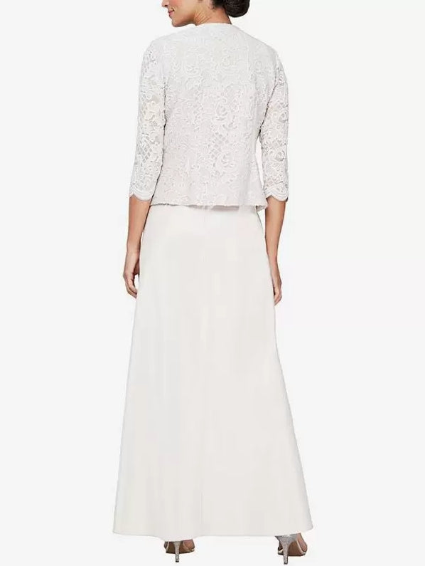 Square Neck Long Sleeves A-Line Lace Mother of the Bride Dresse Wedding Guest Party Dresses