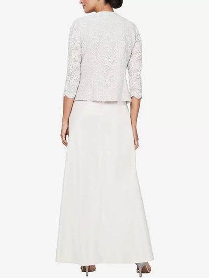 Square Neck Long Sleeves A-Line Lace Mother of the Bride Dresse Wedding Guest Party Dresses