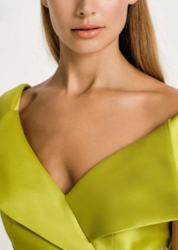 A-Line Evening Gown Elegant Floor Length Short Sleeve V Neck Pocket Satin with Rhineston