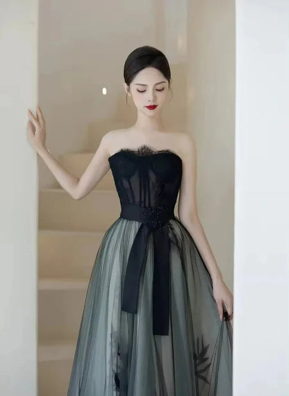 A-line Sweetheart Corset Long Party Dress Tulle Party Dress Evening Dress
