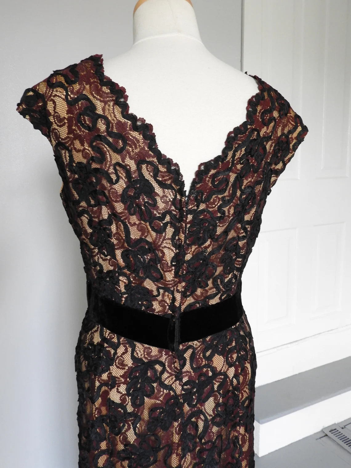 1950's Black Full Length Dress Plus Size Sheath Mother of the Bride Dress