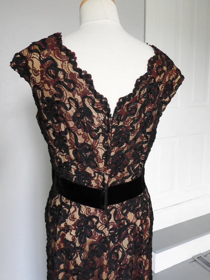 1950's Black Full Length Dress Plus Size Sheath Mother of the Bride Dress